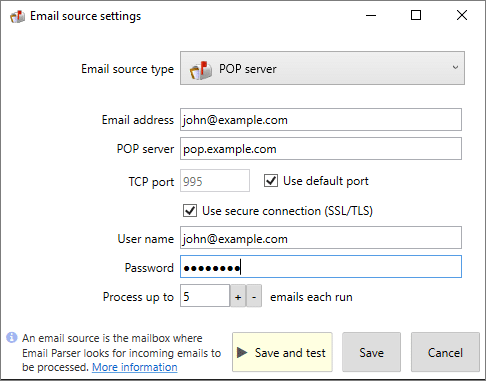 How to set up POP as an email source Email Parser software