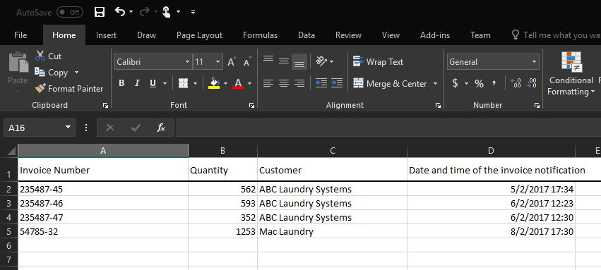 email text exported to an excel