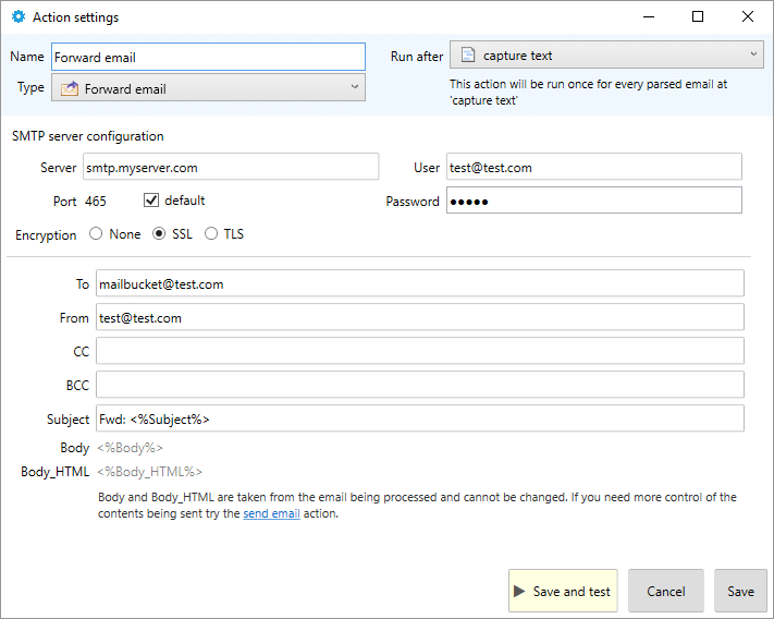 automatically forwarding an email