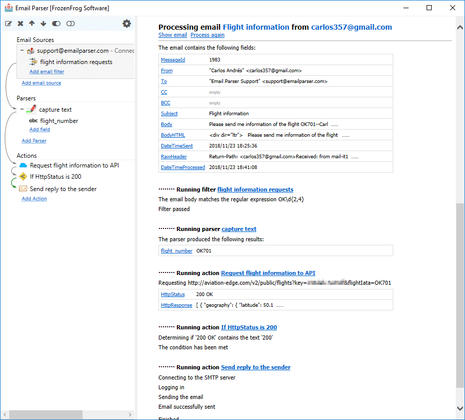 http request result in the output window