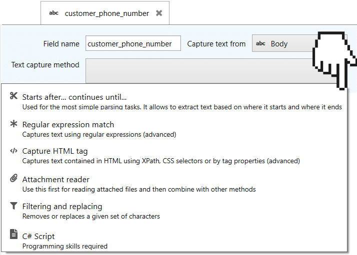 overview of the different parsing methods