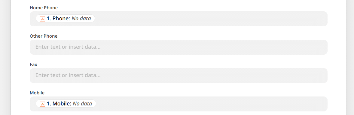 parsed data being sent to Zoho CRM