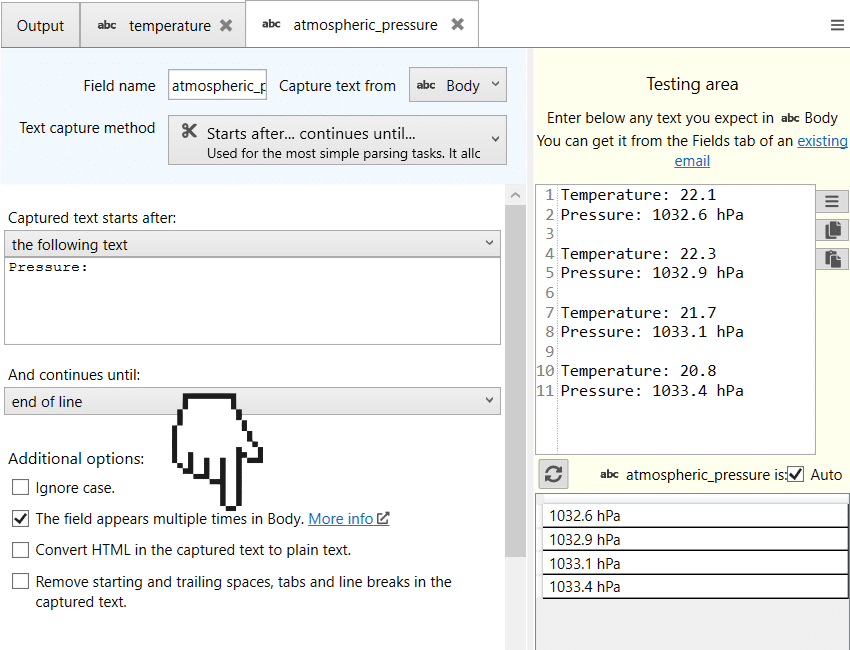 exporting a table in an email