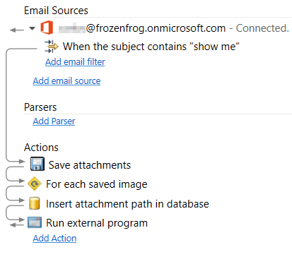 left panel view of the image submission system that works with a database