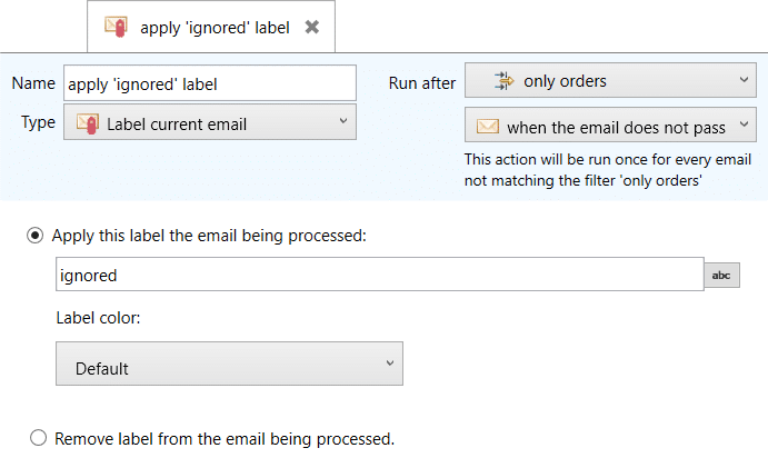 applyhing a label to a parsed email
