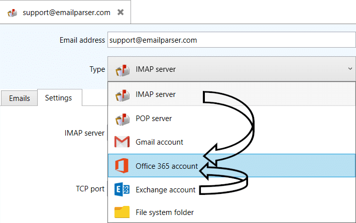 changing email account type