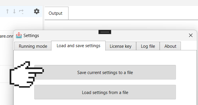 exporting email parser settings to another pc