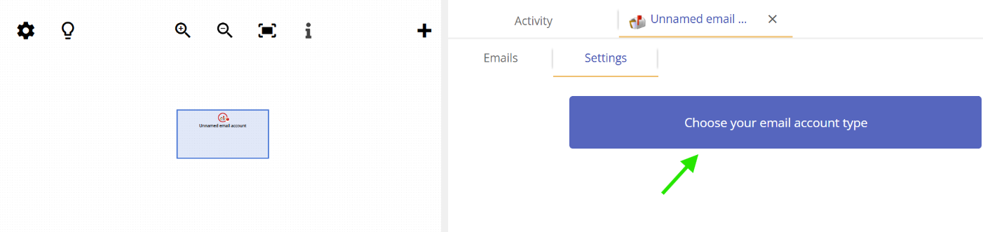 choosing the email account type in Email Parser