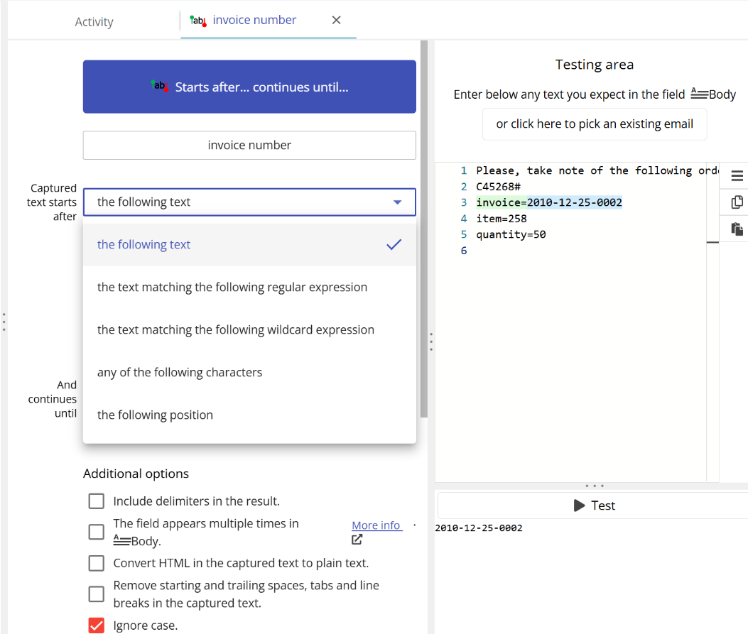 the different types of delimiters available for this parsing method