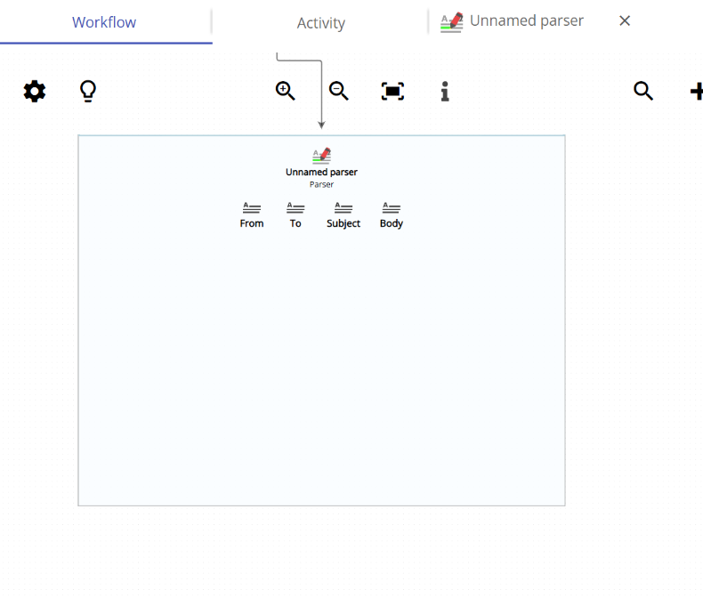 Animation showing how to create the AttachedFileContent input field at the top of the parser and add a capture field below it
