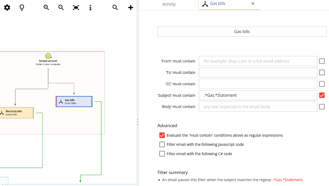Regular expression basic setup in Email Parser