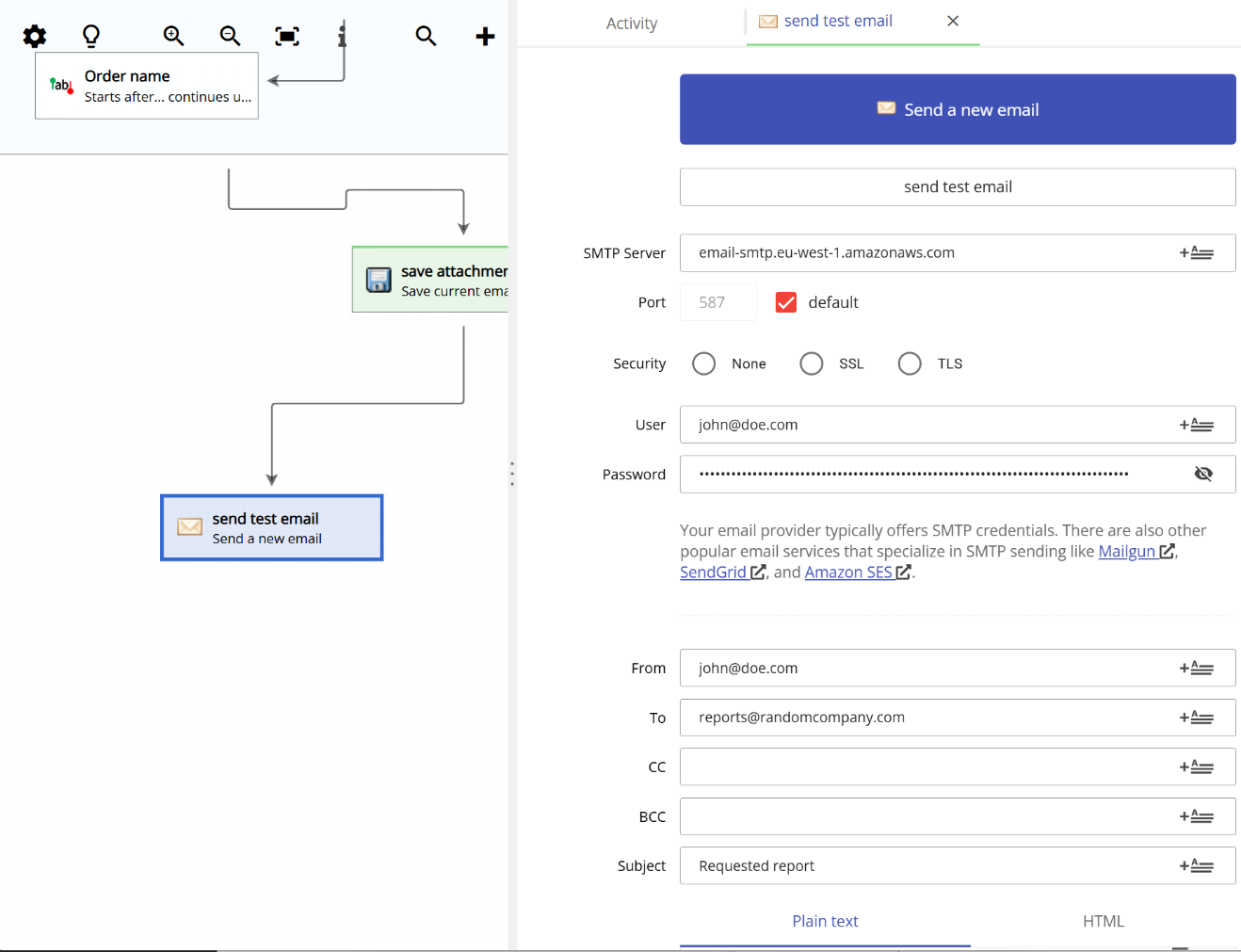Sending an automated email from a workflow in Email Parser